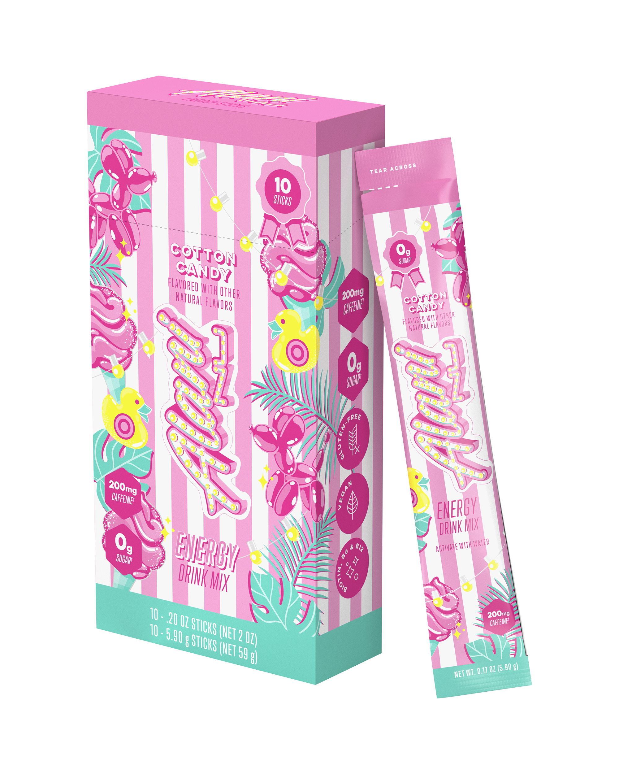Energy Sticks - Cotton Candy - Travel Ready Ready To Drink Can
