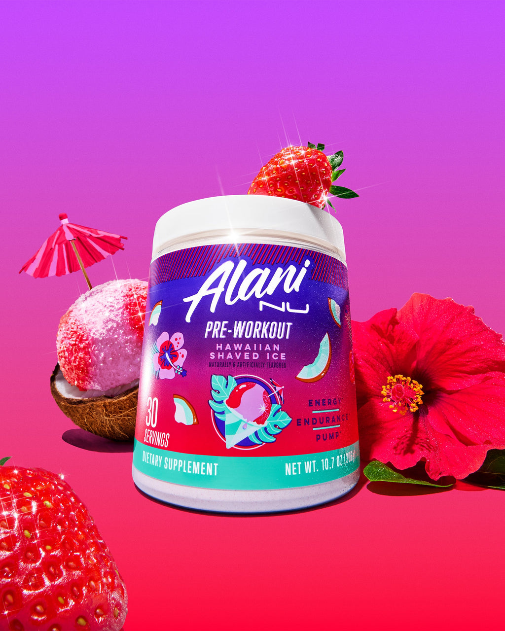 Energy Drink & Pre-Workout - Hawaiian Shaved Ice - Clean Taste Daily Drink Pack