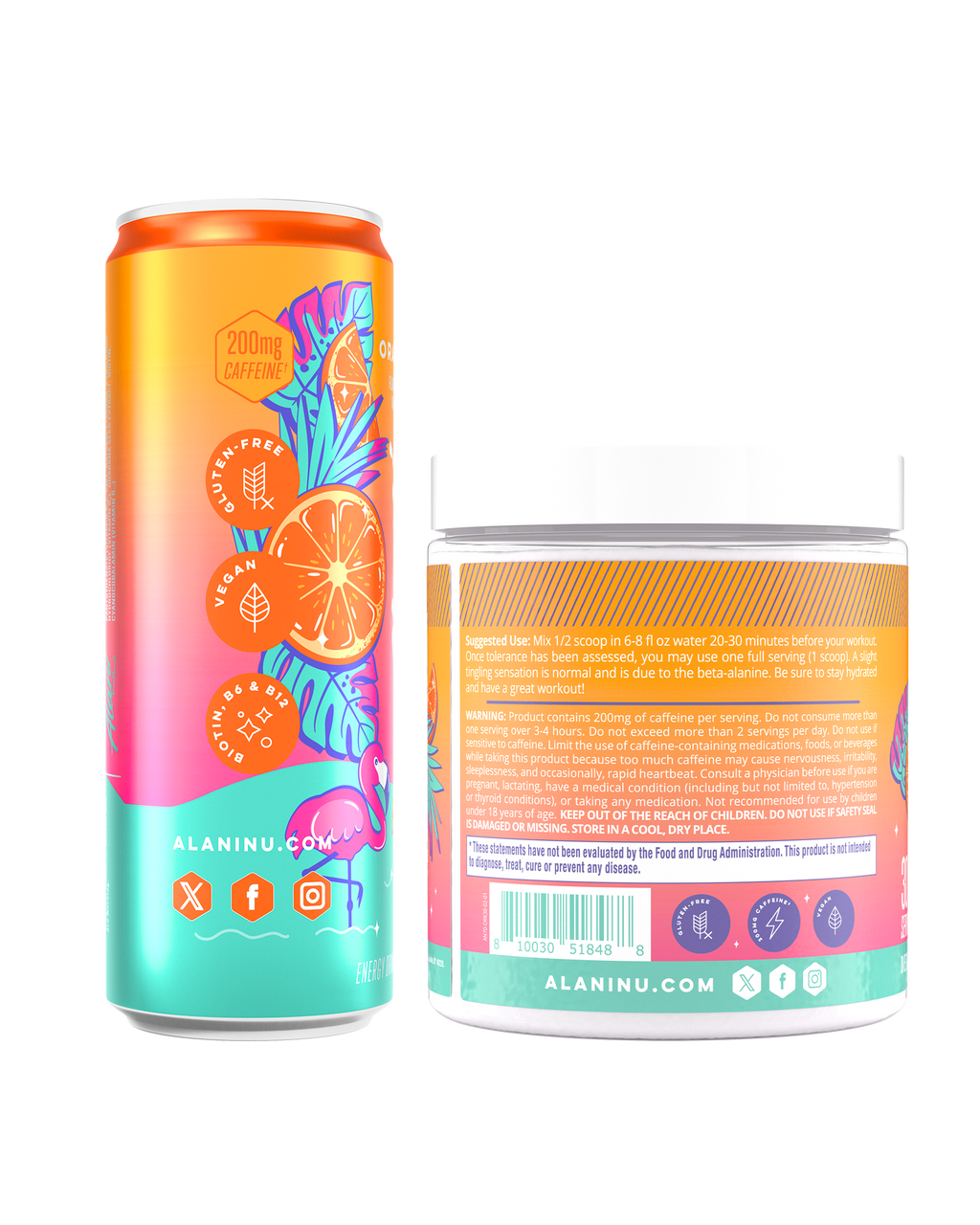 Energy Drink & Pre-Workout - Orange Kiss - Light Fruit Flavor Drink