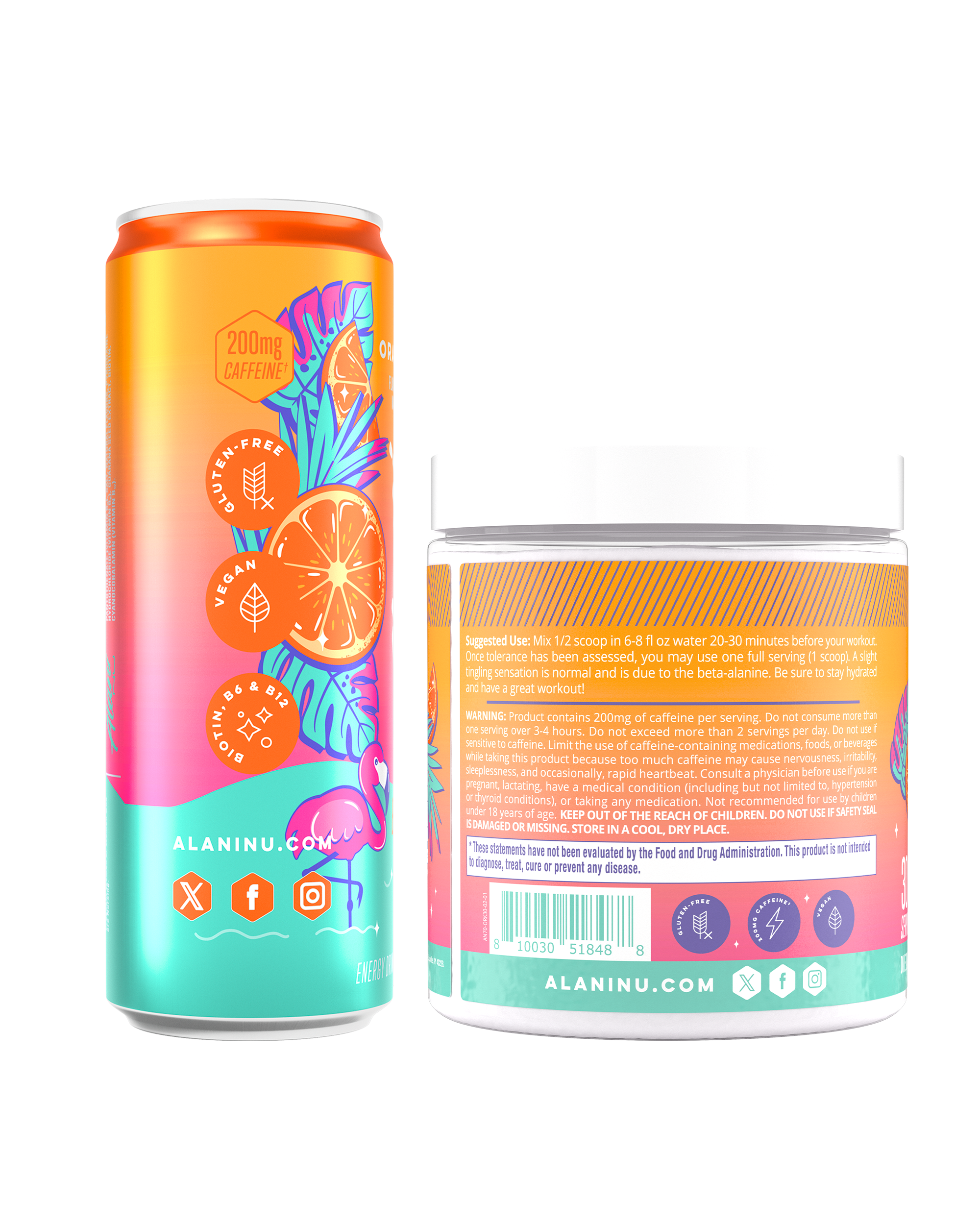 Energy Drink & Pre-Workout - Orange Kiss - Light Fruit Flavor Drink
