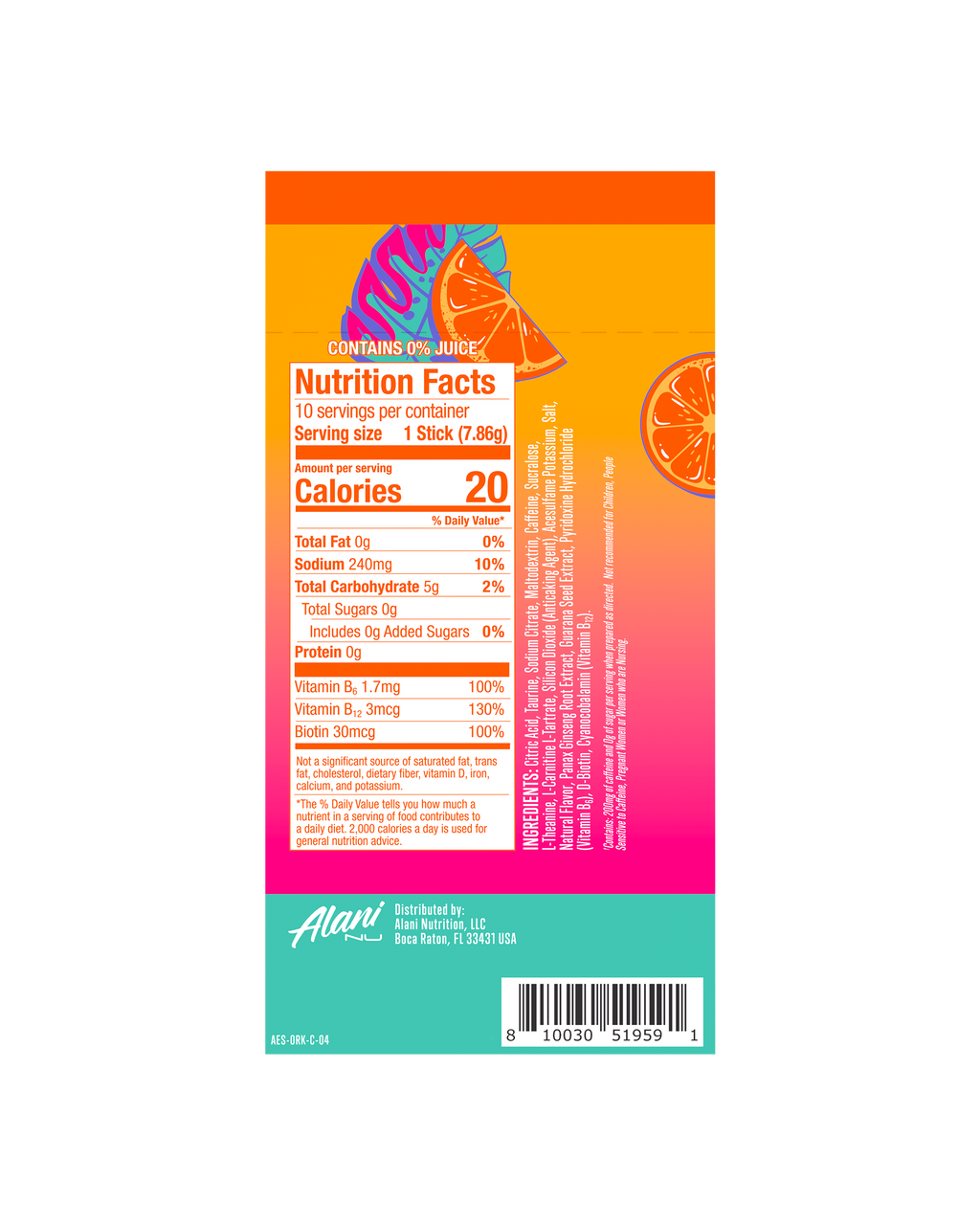 Energy Sticks - Orange Kiss - Everyday Hydration Drink Mix