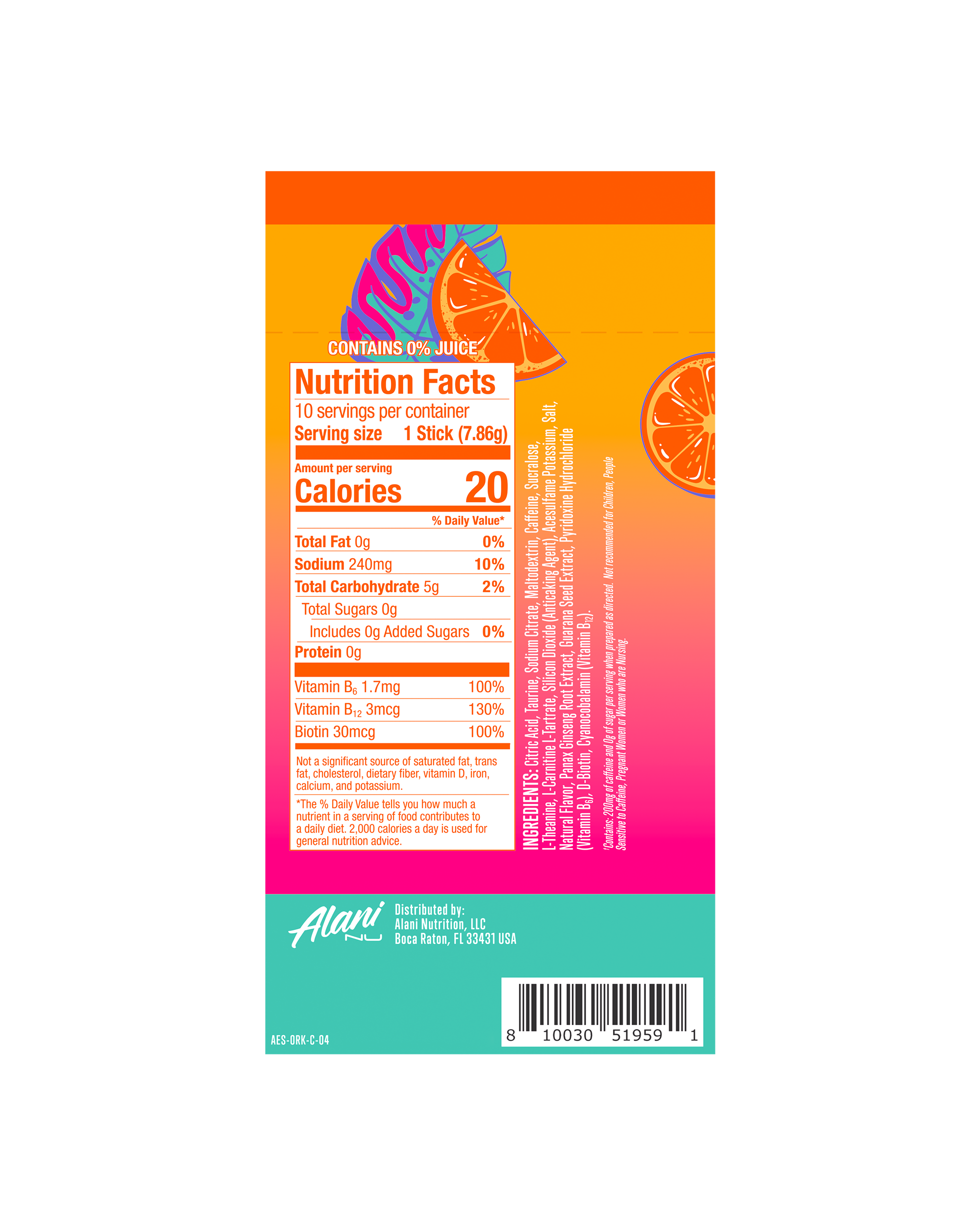Energy Sticks - Orange Kiss - Everyday Hydration Drink Mix
